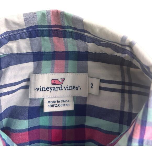 Women's Vineyard Vines Plaid Button Front Shirt Sz 2 Long-Sleeve Cotton Casual - Picture 3 of 7
